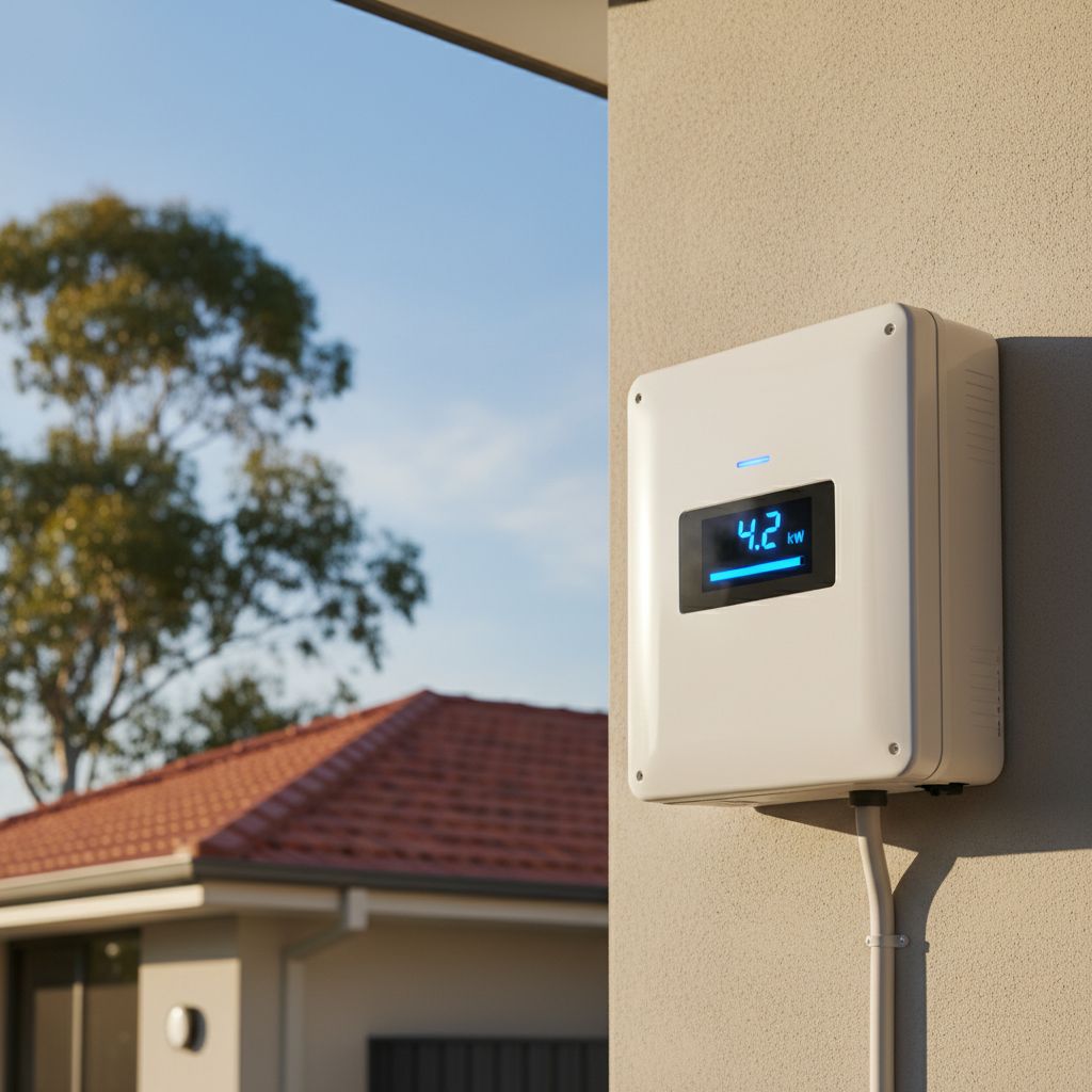 Solar inverter display showing live power output
